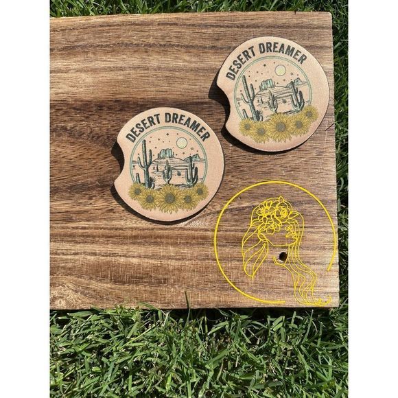Desert Dreamer Cactus & Sunflower Car Coasters 2 Pack | Car Accessories - Picture 9 of 9